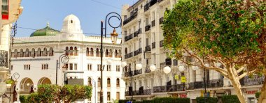 Algiers, Algeria - March 2020 : Colonial architecture in sunny weather, HDR Image