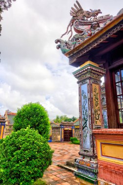 Hue, Vietnam - November 2020 : Citadel in cloudy weather, HDR Image