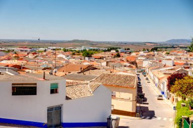 CAMPO DE CRIPTANA, SPAIN - MAY 2019: Picturesque village in La Mancha in summertime