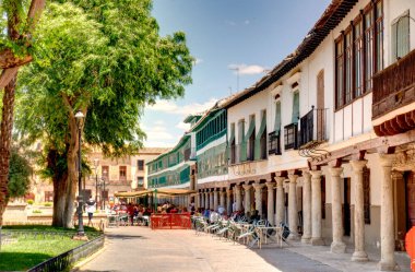 ALMAGRO, SPAIN - JUNE 2019: Historical center in sunny weather