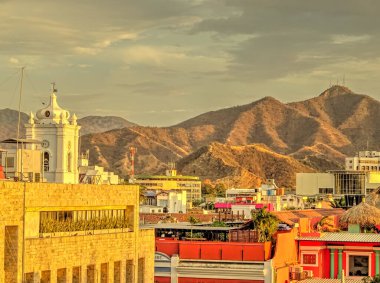 Santa Marta, Colombia - April 2019 : Historical center in sunny weather