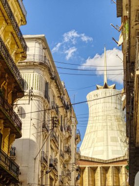 Algiers, Algeria - March 2020 : Colonial architecture in sunny weather, HDR Image
