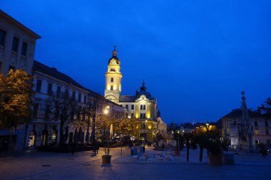Pecs, Hungary - March 2017: Historical center in cloudy weather, HDR                  