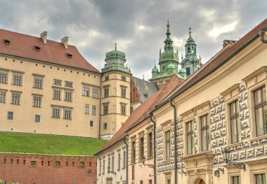 Krakow, Poland - August 2021: Wawel Castle in cloudy weather