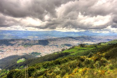 Quito, Ecuador aerial moutains view on the city 