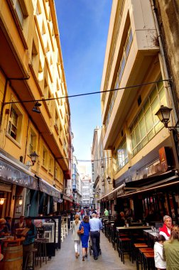 beautiful architecture in the old town La Coruna, Galicia, Spain