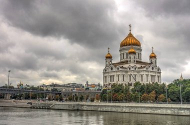 MOSCOW, RUSSIA - AUGUST 2018: Historical center in cloudy weather