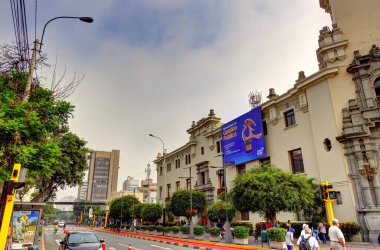 LIMA, PERU - APRIL 2018: Historical center in sunny weather