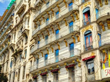Algiers, Algeria - March 2020 : Colonial architecture in sunny weather, HDR Image
