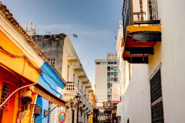 Santa Marta, Colombia - April 2019 : Historical center in sunny weather