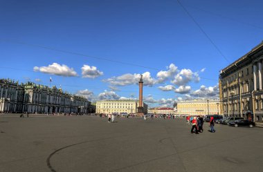 SAINT-PETERSBURG, RUSSIA - AUGUST 2018: Historical center in cloudy weather
