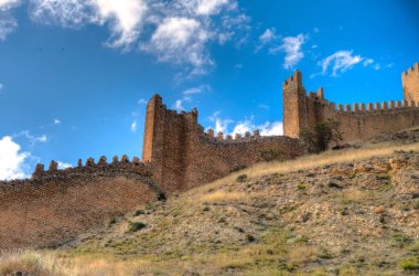 ALBARRACIN, SPAIN - JUNE 2019: Historical center in sunny weather, HDR image