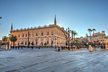 Sevilla, Spain - January 2019 : Historical center in sunny weather