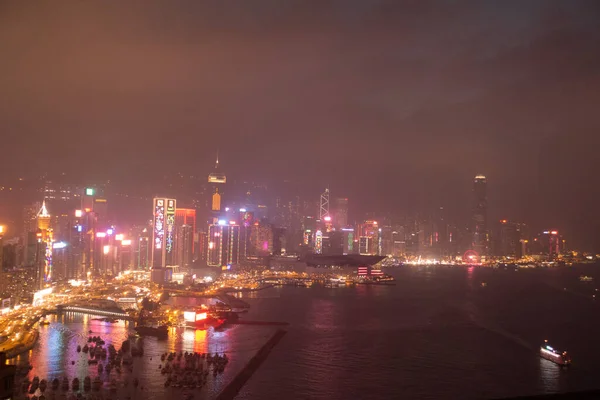 Hong Kong February 2018 View Hong Kong Harbour Cloudy Weather — Zdjęcie stockowe