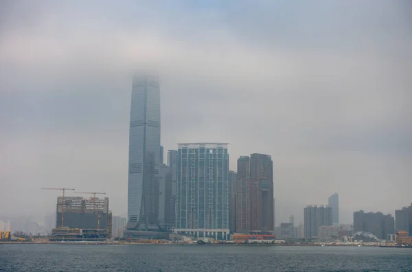Hong Kong February 2018 View Hong Kong Harbour Cloudy Weather — Zdjęcie stockowe