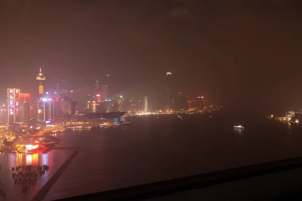 Hong Kong February 2018 View Hong Kong Harbour Cloudy Weather — 스톡 사진