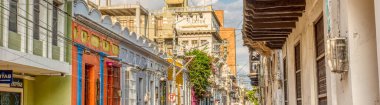 Santa Marta, Colombia - April 2019 : Historical center in sunny weather
