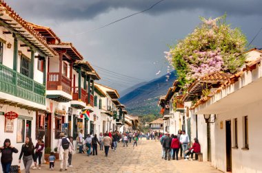 Villa de Leyva, Colombia - April 2019 : Historical center in cloudy weather