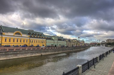 MOSCOW, RUSSIA - AUGUST 2018: Historical center in cloudy weather