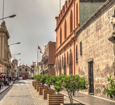 AREQUIPA, PERU - APRIL 2018 : Historical center in Arequipa