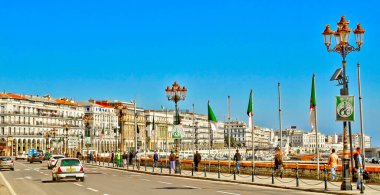 Algiers, Algeria - March 2020 : Colonial architecture in sunny weather, HDR Image