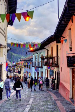 QUITO, ECUADOR - MAY 2018: Historical center of Quito at blue hours, HDR photo