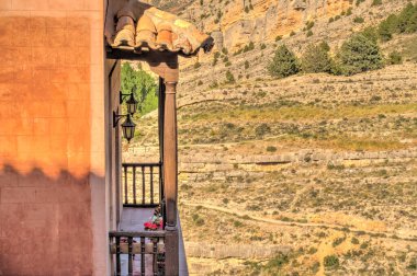 ALBARRACIN, SPAIN - JUNE 2019: Historical center in sunny weather, HDR image