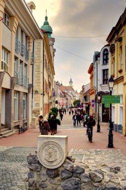 Pecs, Hungary - March 2017: Historical center in cloudy weather, HDR                  