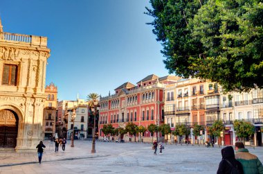 Sevilla, Spain - January 2019 : Historical center in sunny weather