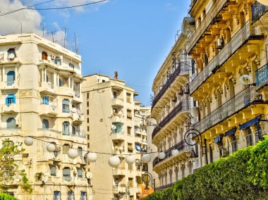 Algiers, Algeria - March 2020 : Colonial architecture in sunny weather, HDR Image