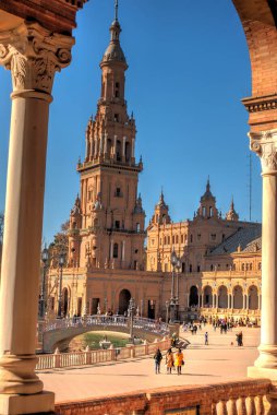 Sevilla, Spain - January 2019 : Plaza de Espana in winter