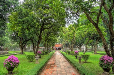 Hanoi, Vietnam - November 2020 : City center in cloudy weather
