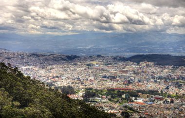 Quito, Ecuador aerial moutains view on the city 