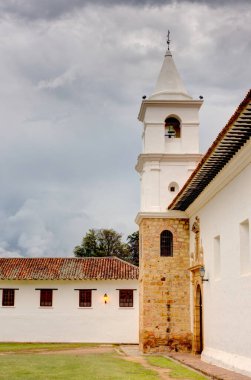 Villa de Leyva, Colombia - April 2019 : Historical center in cloudy weather