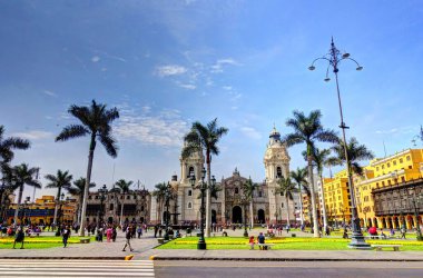 LIMA, PERU - APRIL 2018: Historical center in sunny weather