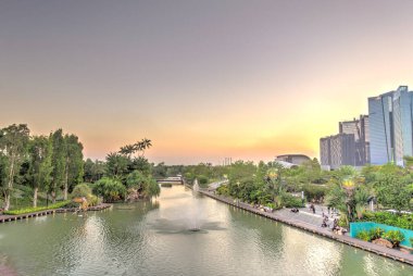 Singapore - March 2019 : Riverside in cloudy weather