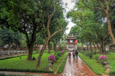 Hanoi, Vietnam - November 2020 : City center in cloudy weather