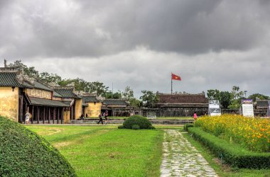 Hue, Vietnam - November 2020 : Citadel in cloudy weather, HDR Image