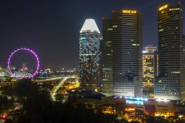 Singapore - March 2019 : Skyline by night