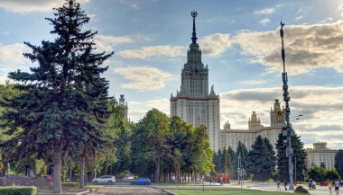 MOSCOW, RUSSIA - AUGUST 2018: Historical center in cloudy weather