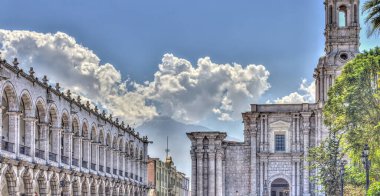 AREQUIPA, PERU - APRIL 2018 : Historical center in Arequipa