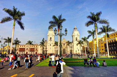 LIMA, PERU - APRIL 2018: Historical center in sunny weather