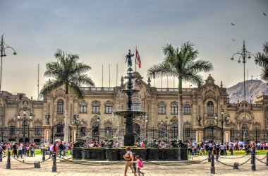 LIMA, PERU - APRIL 2018: Historical center in sunny weather