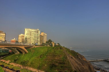 LIMA, PERU - APRIL 2018: Miraflores district in sunny weather