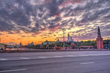 MOSCOW, RUSSIA - AUGUST 2018: Historical center in cloudy weather