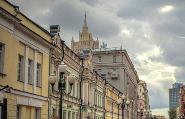 MOSCOW, RUSSIA - AUGUST 2018: Historical center in cloudy weather