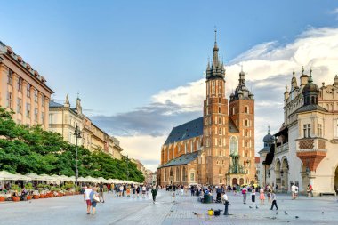 Krakow, Poland - August 2021: Historical center in sunny weather