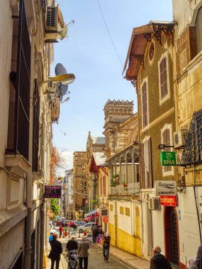 Algiers, Algeria - March 2020 : Colonial architecture in sunny weather, HDR Image