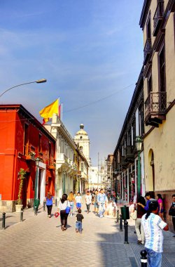 LIMA, PERU - APRIL 2018: Historical center in sunny weather