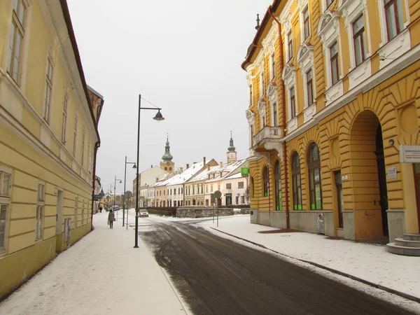 Banska Stiavnica Slovakia December 2014 Historical Center Wintertime — Zdjęcie stockowe